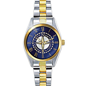 True North Etched Compass Design Two-Toned Women's Watch