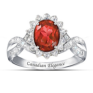 "Canadian Elegance" Diamonesk Simulated Ruby & Diamond Ring