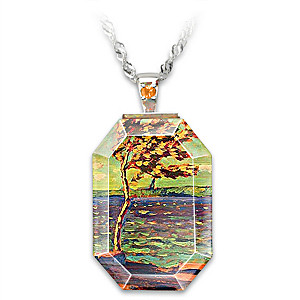 J.E.H. MacDonald "Winter Bay" Art Crystal Pendant Necklace