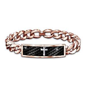 "Power Of Faith" Men's Engraved Copper And Diamond Bracelet