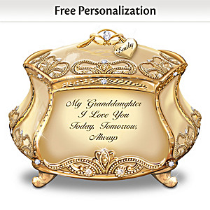 Granddaughter, I Love You Music Box With Name-Engraved Charm