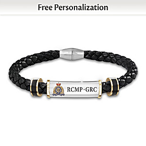 RCMP Personalized Men's Leather Bracelet