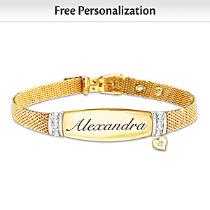 Personalized 7-Diamond Buckle Bracelet For Daughters