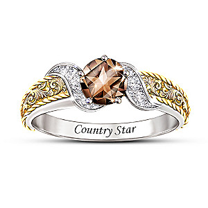 "Country Star" Smoky Quartz And Diamond Ring