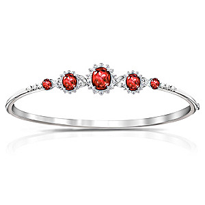 "Canadian Elegance" Red And White Crystal Bangle Bracelet