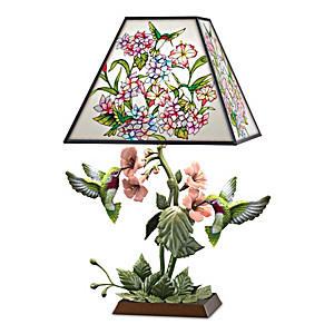 "Garden Of Light" Stained Glass Hummingbird Lamp