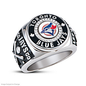 Toronto Blue Jays Men's Ring With Real Baseball Piece