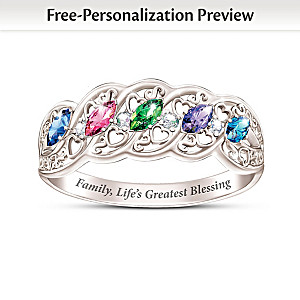 "The Gift Of Family" Women's Personalized Birthstone Ring
