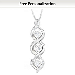 Personalized Daughter Pendant With Heart-Shaped Diamonds