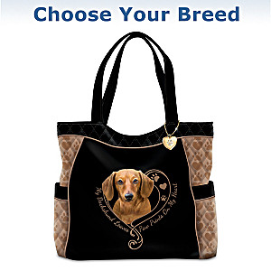 "Paw Prints On My Heart" Quilted Tote Bag: Choose Your Breed