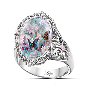 Lena Liu's "Butterflies Of Hope" Swarovski Crystal Ring