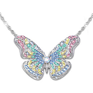 "Garden Brilliance" Crystal Butterfly Necklace