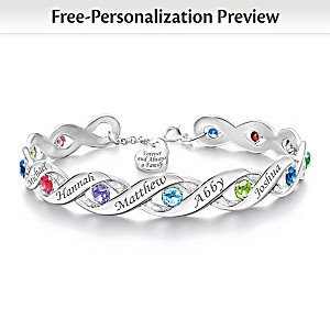 Personalized Bracelet With Up To 12 Birthstones And Names