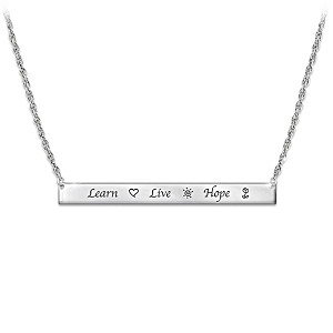 "Learn, Live, Hope" Inspirational Engraved Bar Necklace