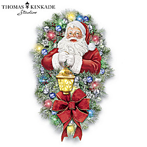 Thomas Kinkade A Most Enchanted Christmas Wreath Lights Up