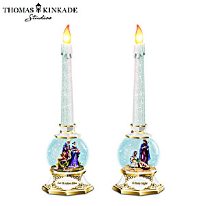 Thomas Kinkade Nativity Snowglobe Flameless Candles