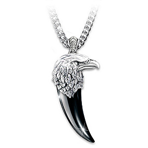 "Soaring Spirit" Eagle Head Pendant Necklace With Onyx Talon
