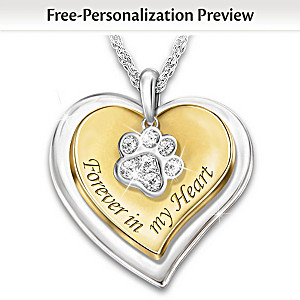 "Forever In My Heart" Personalized Pet Remembrance Necklace