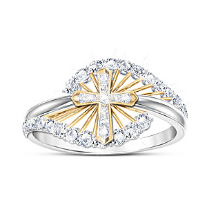 "Light Of Faith" Women's Religious White Topaz Ring