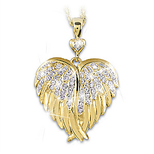 Guardian Angel Crystal And Diamond 24K Gold-Plated Locket