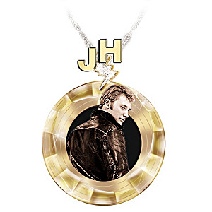 Johnny Hallyday Tribute Necklace With Swarovski Crystals