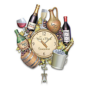 A Wine Lover’s Sculptural Wall Clock With Corkscrew Pendulum