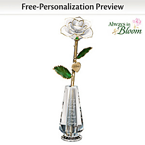 Personalized 24K Gold-Plated Remembrance Rose In Glass Vase