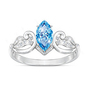 "Sea Of Love" Swiss Blue Topaz And Diamond Women's Ring