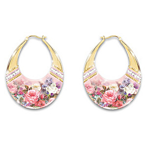 Breast Cancer Awareness Floral Hoop Earrings