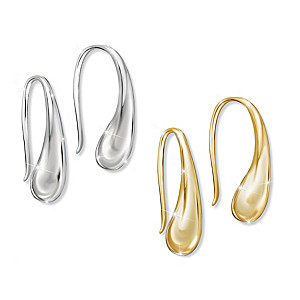 Solid Sterling Silver & 18K Gold-Plated Drop Earrings Set