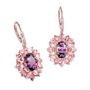 18K Rose Gold-Plated Earrings With Over 4 Carats Of Amethyst