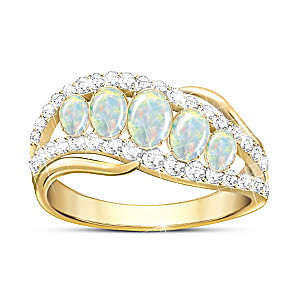 "Genuine Beauty" Ethiopian Opal And White Topaz Ring