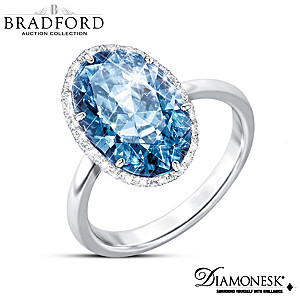"Vivid Blue" 7-Carat Diamonesk Simulated Diamond Ring