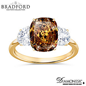 "Golden Glamour" Diamonesk Simulated Brown Diamond Ring