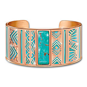 Nature's Healing Embrace Copper Cuff Bracelet With Turquoise