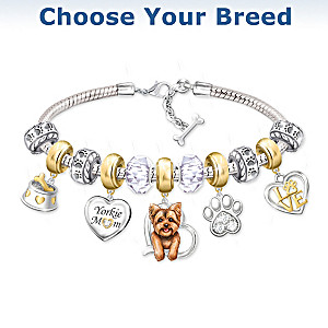 "Dog Mom" Charm Bracelet: Choose Your Breed