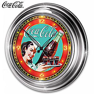 COCA-COLA Atomic Clock Featuring Lights And Vintage Art