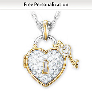 Heart-Shaped Locket Necklace Personalized With Up To 7 Names