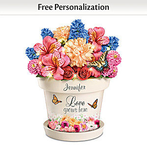 "Love Grows Here" Personalized Flower Pot With Lights