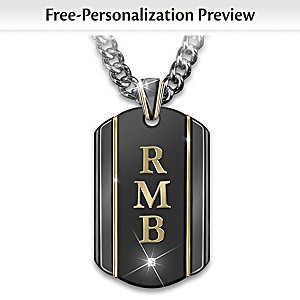 "Be Bold, Be You" Monogrammed Grandson Dog Tag Necklace