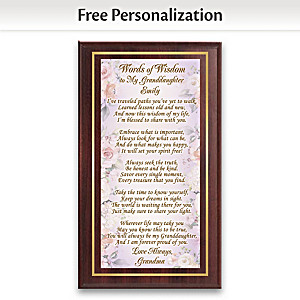 Words Of Wisdom Plaque For Granddaughter With Your 2 Names