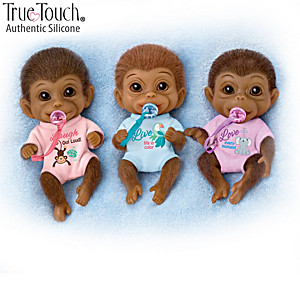 Miniature Full Body Silicone Monkey Dolls With Pacifiers