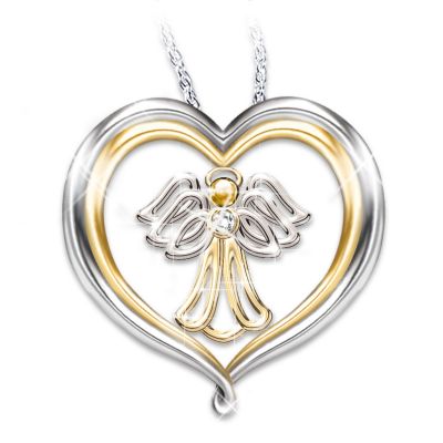  Granddaughter Heart Shaped Angel Pendant Necklace Jewelry Gift
