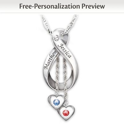 Personalized Engraved Diamond And Birthstone Pendant Necklace: Love ...