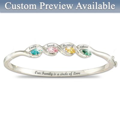Our Family Is A Circle of Love Personalized Birthstone Bracelet