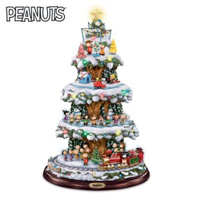 A Peanuts Christmas Rotating Tabletop Tree With Lights Music And Motion