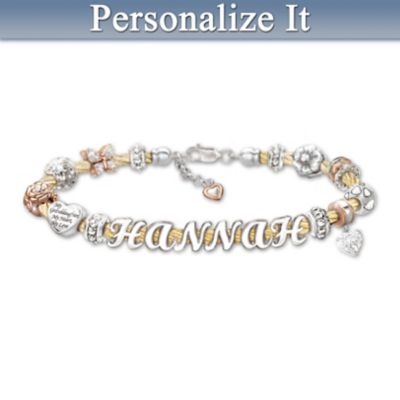 granddaughter bracelet jewelry personalized cable bradford exchange beads letter name bracelets bradfordexchange sold