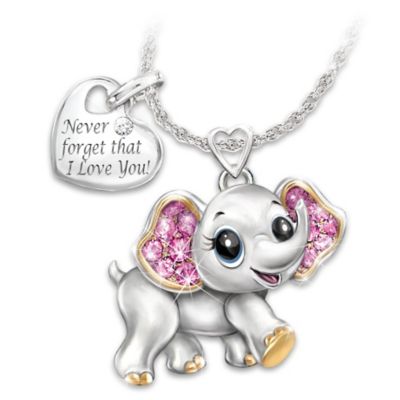 Granddaughter Never Forget I Love You Engraved Elephant Pendant