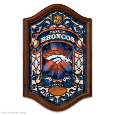 Denver Broncos Illuminated Handcrafted Stained Glass Wall Decor