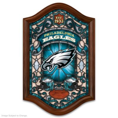 Philadelphia Eagles Wood Frame Illuminated Stained Glass Wall Decor